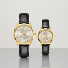 ست ساعت مچی عقربهای کوارتز زنانه و مردانه مدل چرم طبیعی کد 149