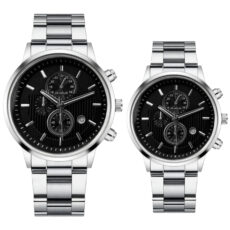 ست ساعت مچی عقربه ای زنانه و مردانه مدل تک موتوره تقویم دار کد 2