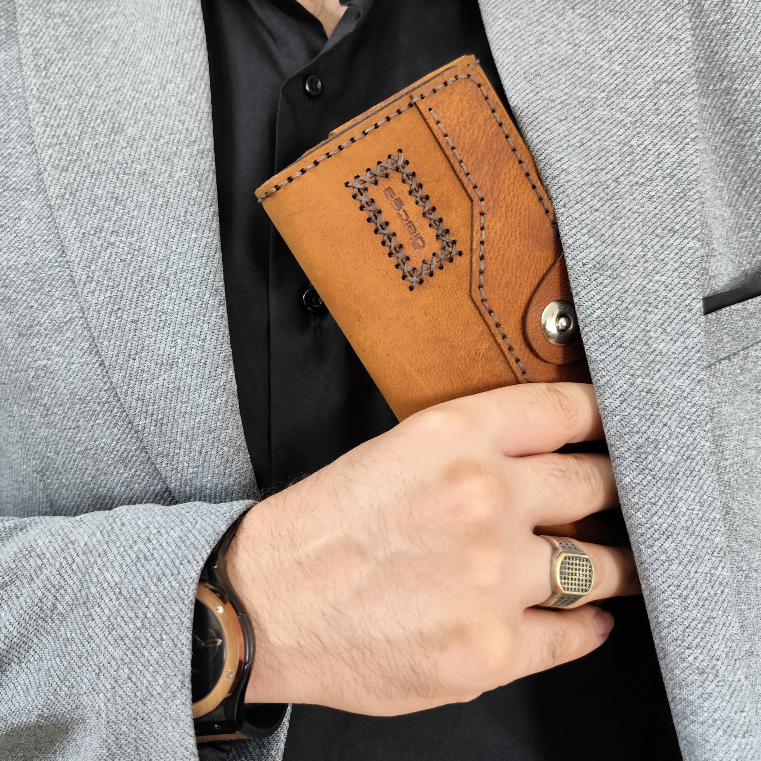 ست هدیه مردانه مدل چرم طبیعی بزی دقت Sch-t2