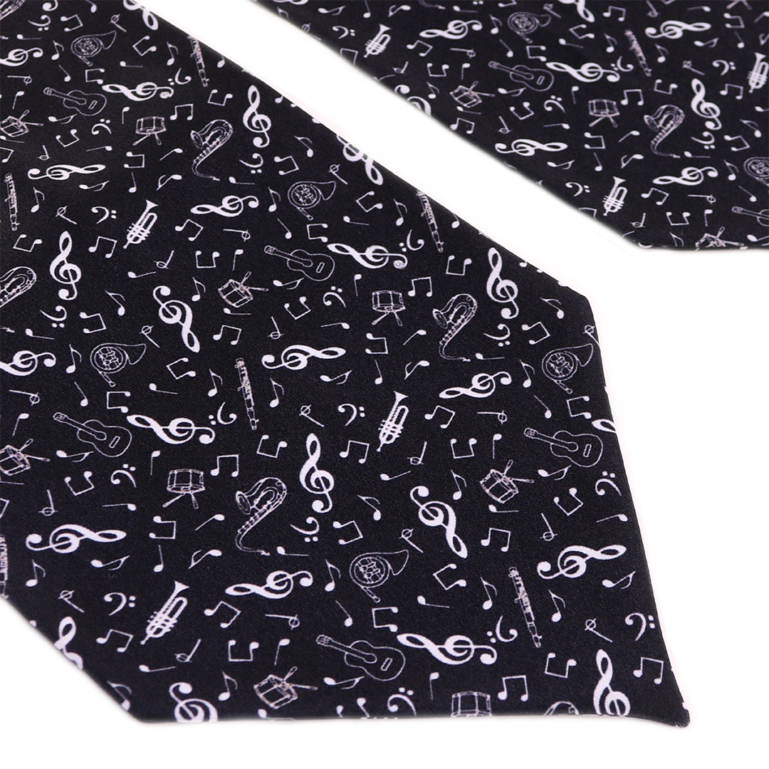 دستمال گردن مردانه مدل نت و سازهای موسیقی کد as1037