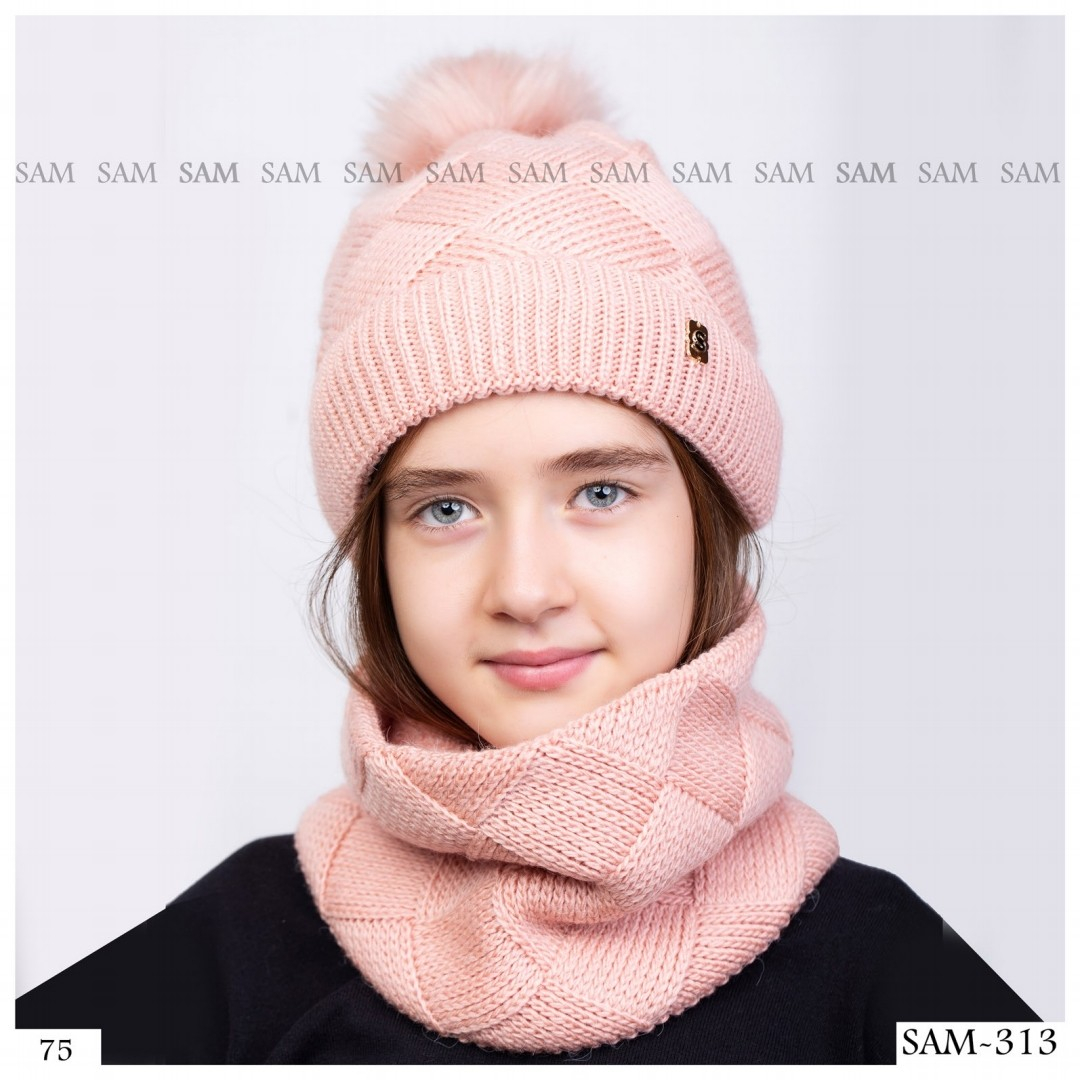 ست کلاه و شال گردن بافتنی مدل سام 313