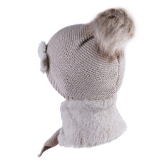 ست کلاه و شال بافتنی سام مدل داخل خز طرح پاپیون کد 566