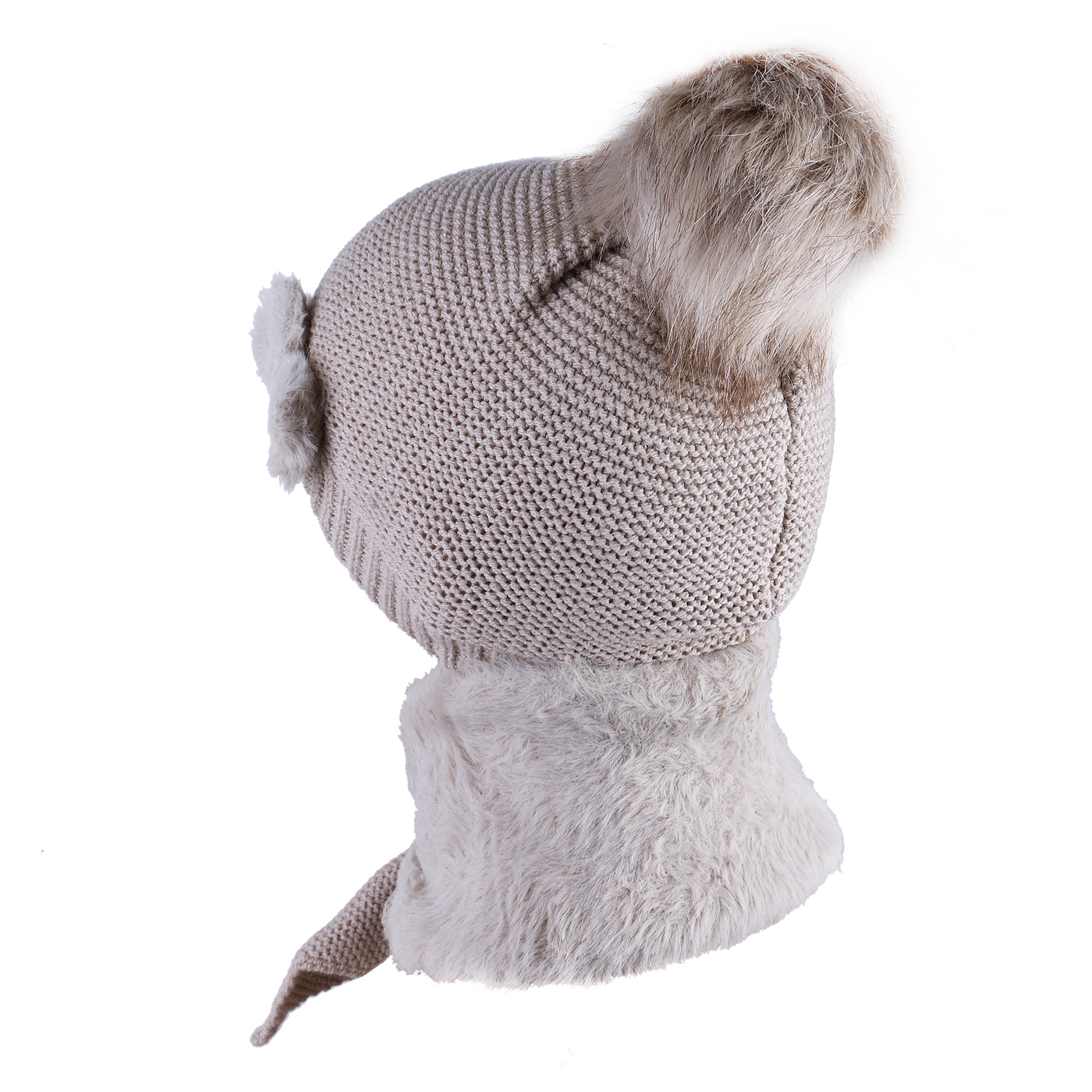 ست کلاه و شال بافتنی سام مدل داخل خز طرح پاپیون کد 566