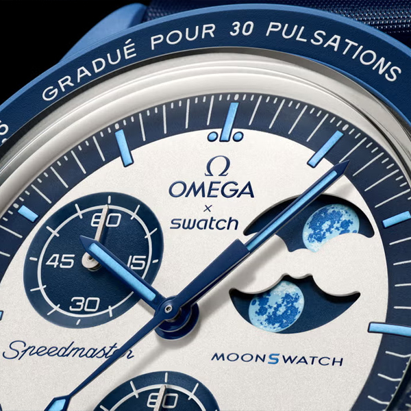 ساعت مچی عقربهای مکانیکی مدل Super Blue Moon Omega x Swatch