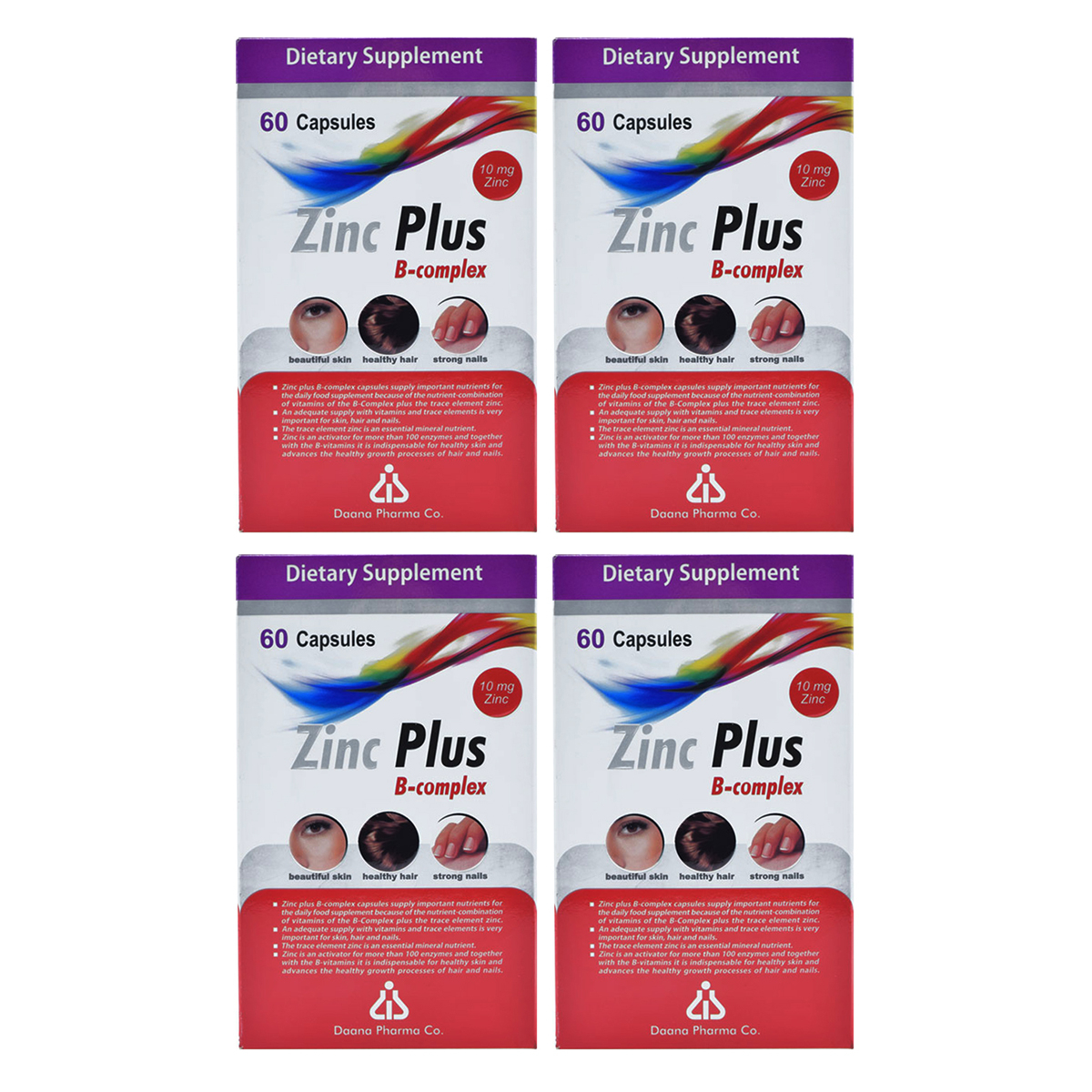 کپسول زینک پلاس داروسازی دانا 10 میلی گرم چهار بسته 60 عددی