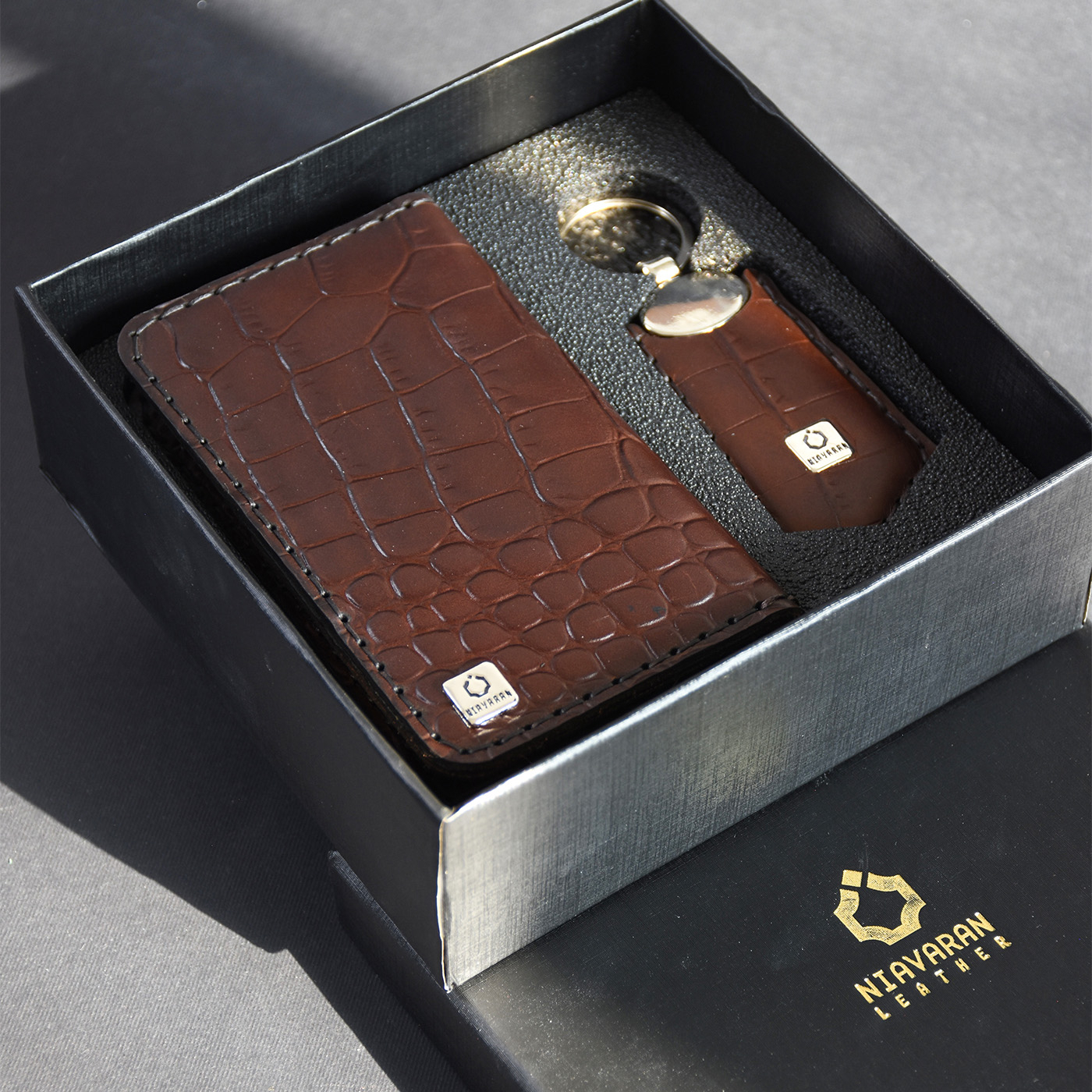 ست هدیه چرم نیاوران مدل دست دوز کد S141 طرح سنگی