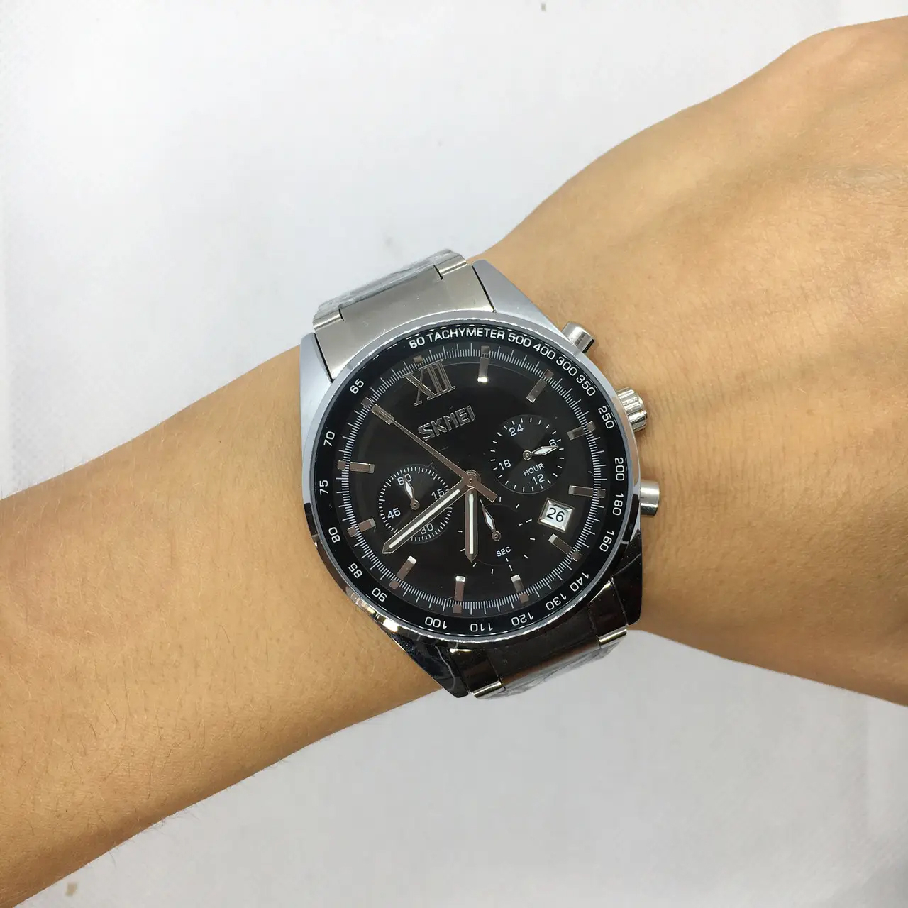 ساعت مچی عقربه‌ای مردانه کوارتز اسکمی مدل 9096BK به همراه دستبند