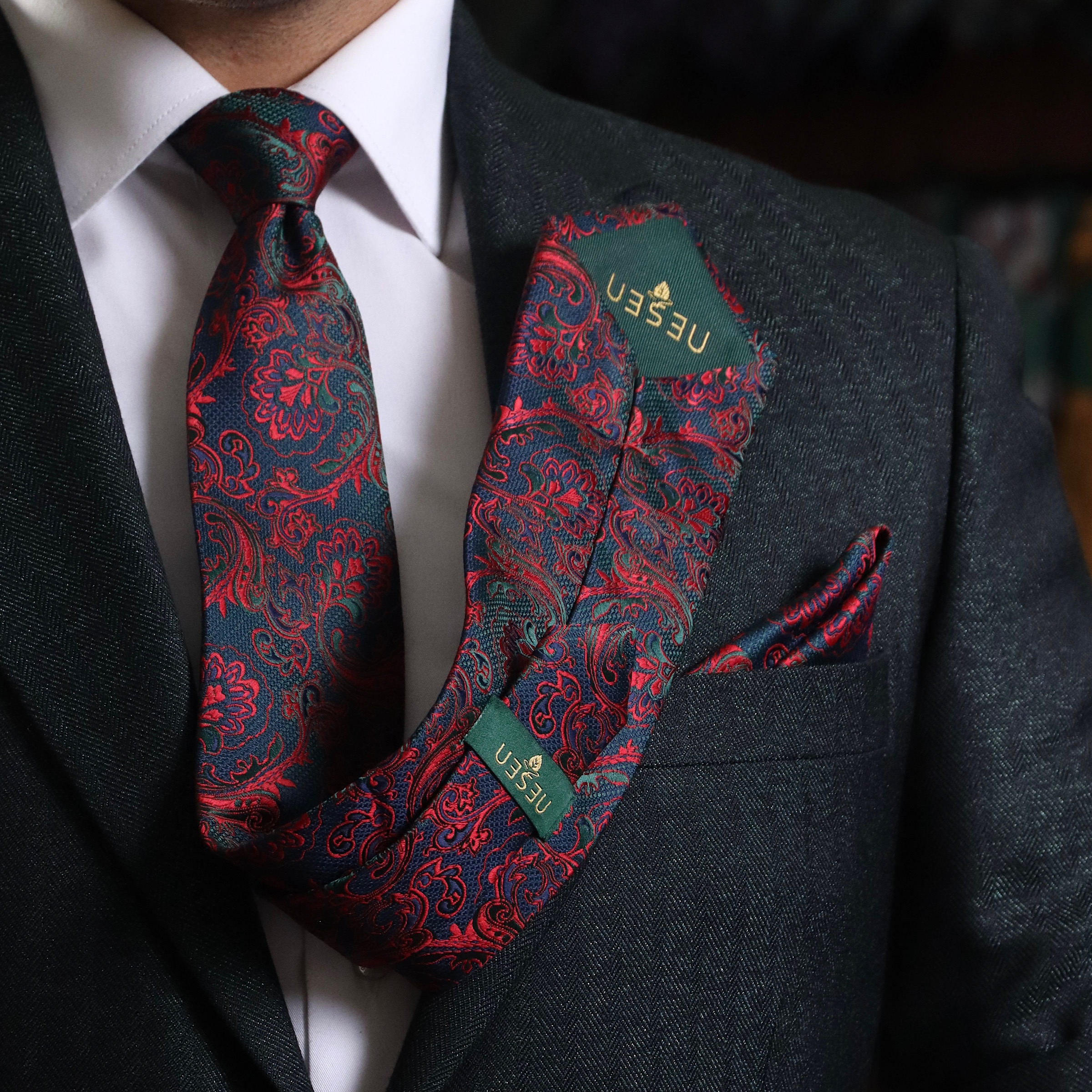 ست کراوات و دستمال جیب مردانه نسن مدل T172