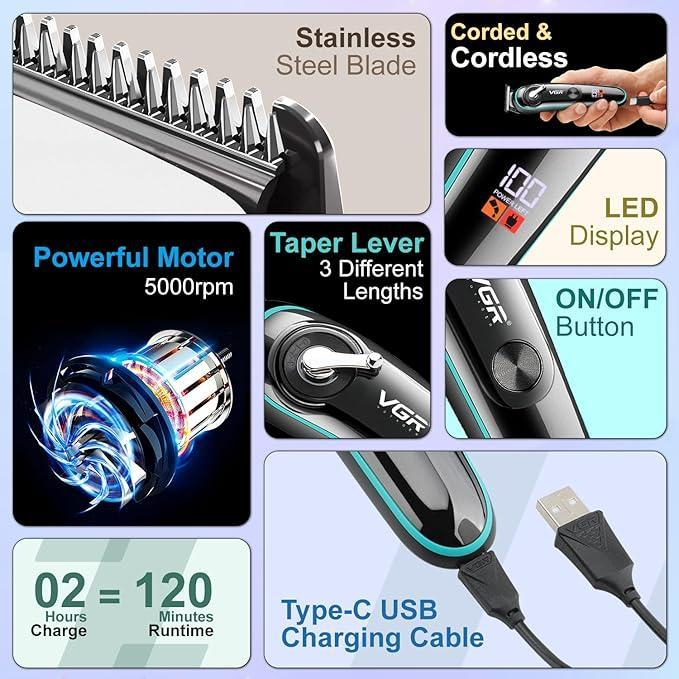 ماشین اصلاح موی سر و صورت وی جی ار مدل v-075