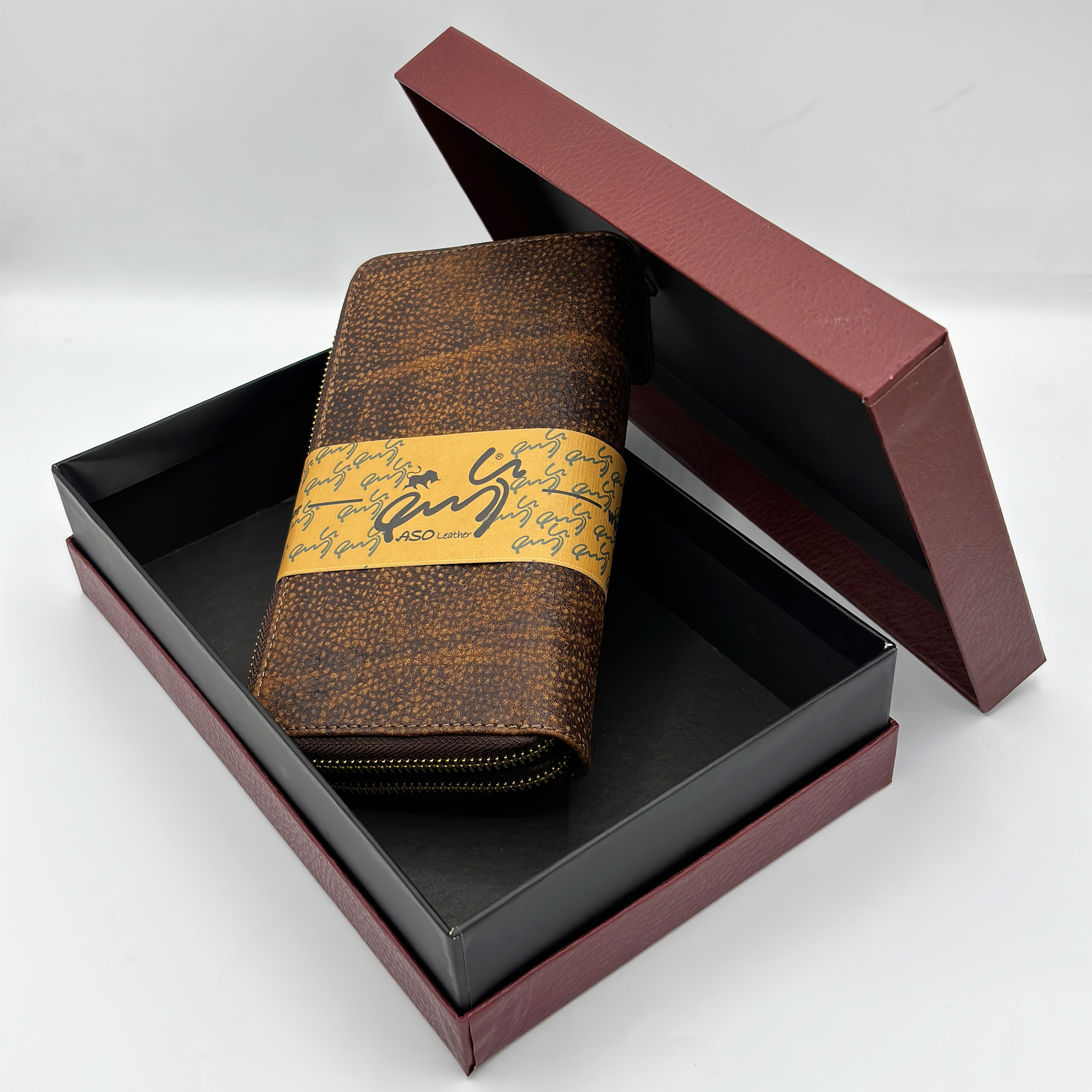 کیف پول چرم آسو مدل دو زیپ