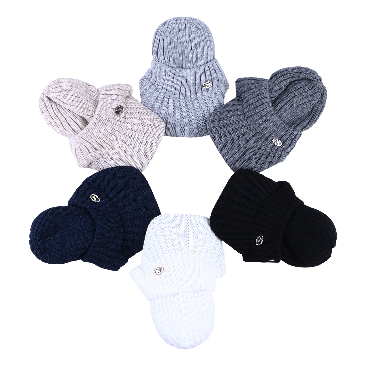 کلاه بافتنی سام مدل نقابدار داخل خز طرح مارک فلزی کد 527