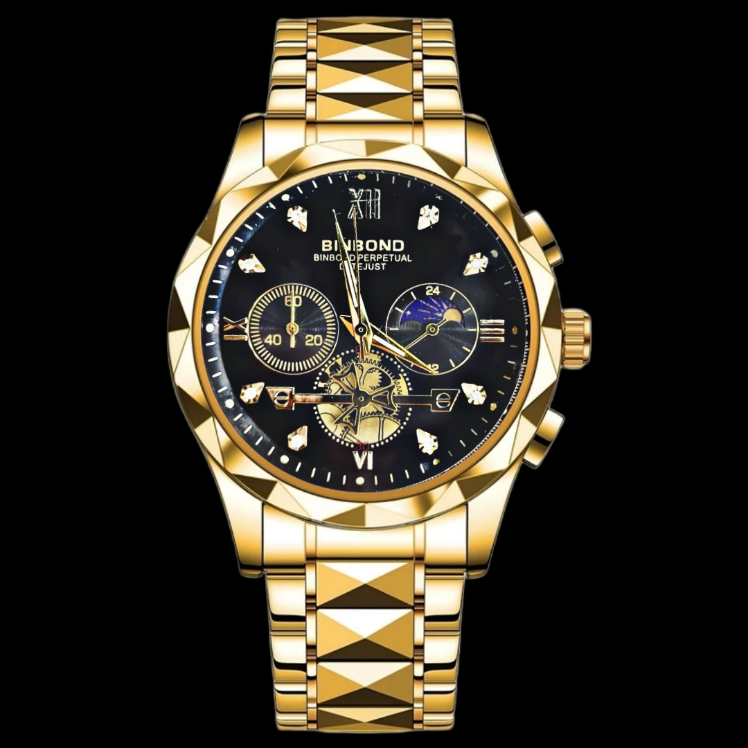 ساعت مچی عقربه‌ای کوارتز مردانه بین باند مدل سه موتور فعال کورنوگراف نگینی کد 002