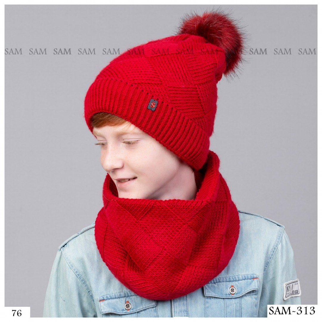 ست کلاه و شال گردن بافتنی مدل سام 313