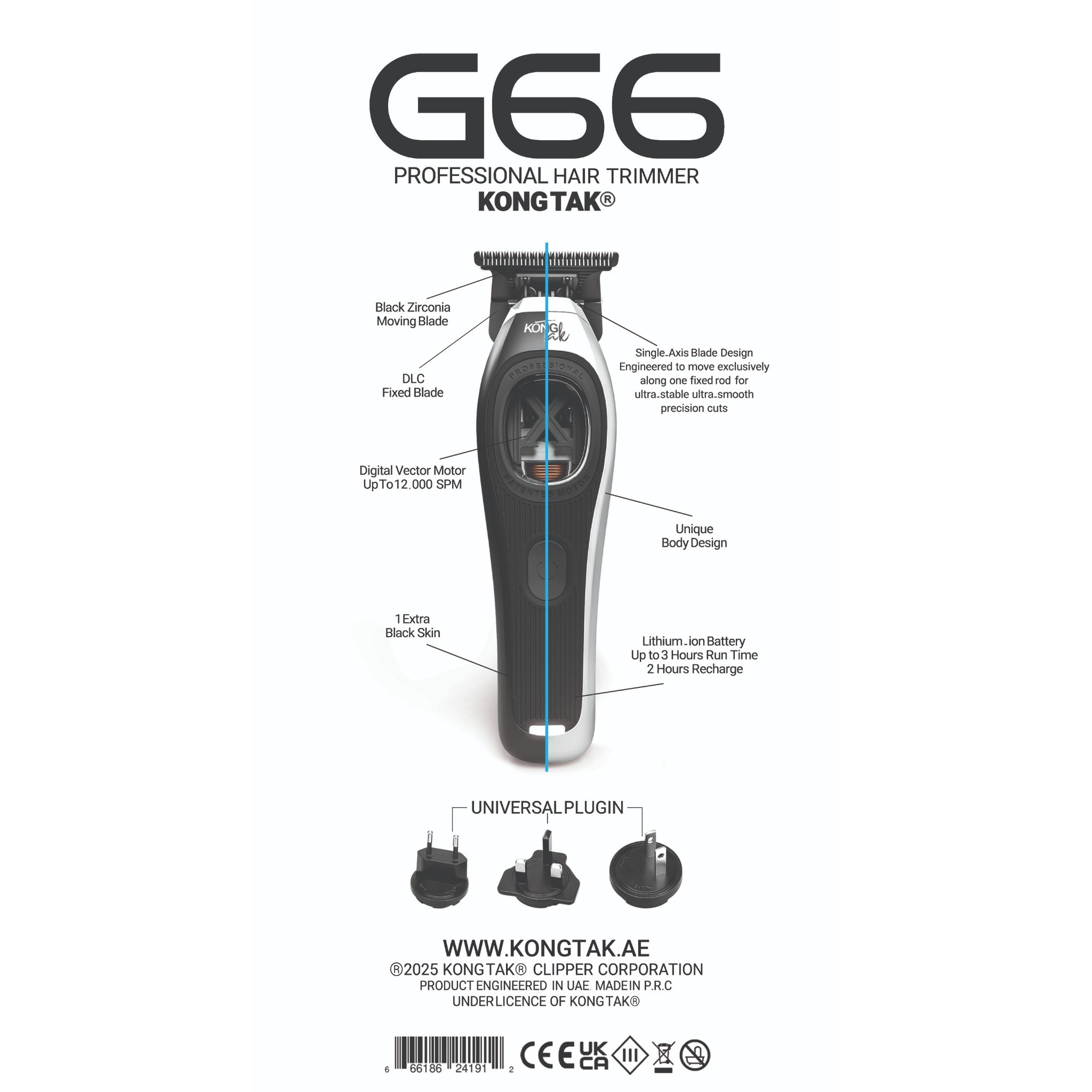 ماشین اصلاح موی سر و صورت شارژی کنگ تک مدل G66