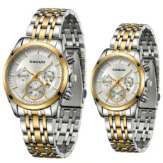 ست ساعت مچی عقربه‌ای کوارتز زنانه و مردانه کاکیو مدل  اسپرت لوکس تک موتوره دیت جاست کد Q3