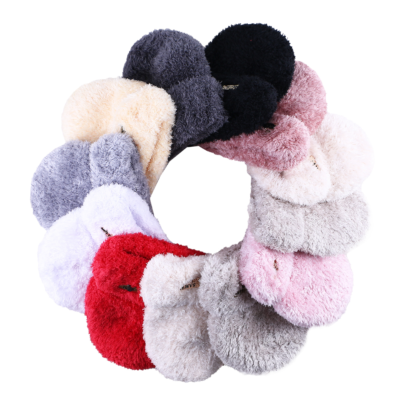 کلاه بافتنی سام مدل دو رو خز طرح مارک فلزی کد 512