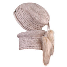 ست کلاه و شال گردن بافتنی مدل سام داخل خز 420