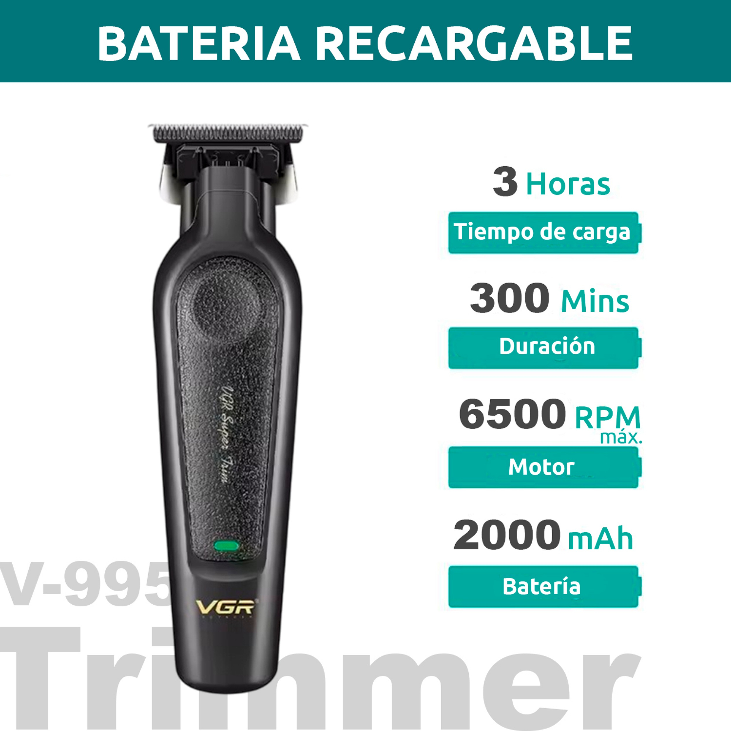 ماشین اصلاح موی سر و صورت شارژی وی جی ار مدل V-197 & 995 مجموعه 2 عددی