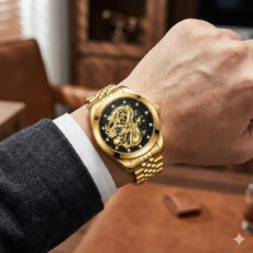 ساعت مچی عقربهای اتوماتیک مردانه مدل لوکس طرح دراگون بند استیل قفل مخفی کد D2