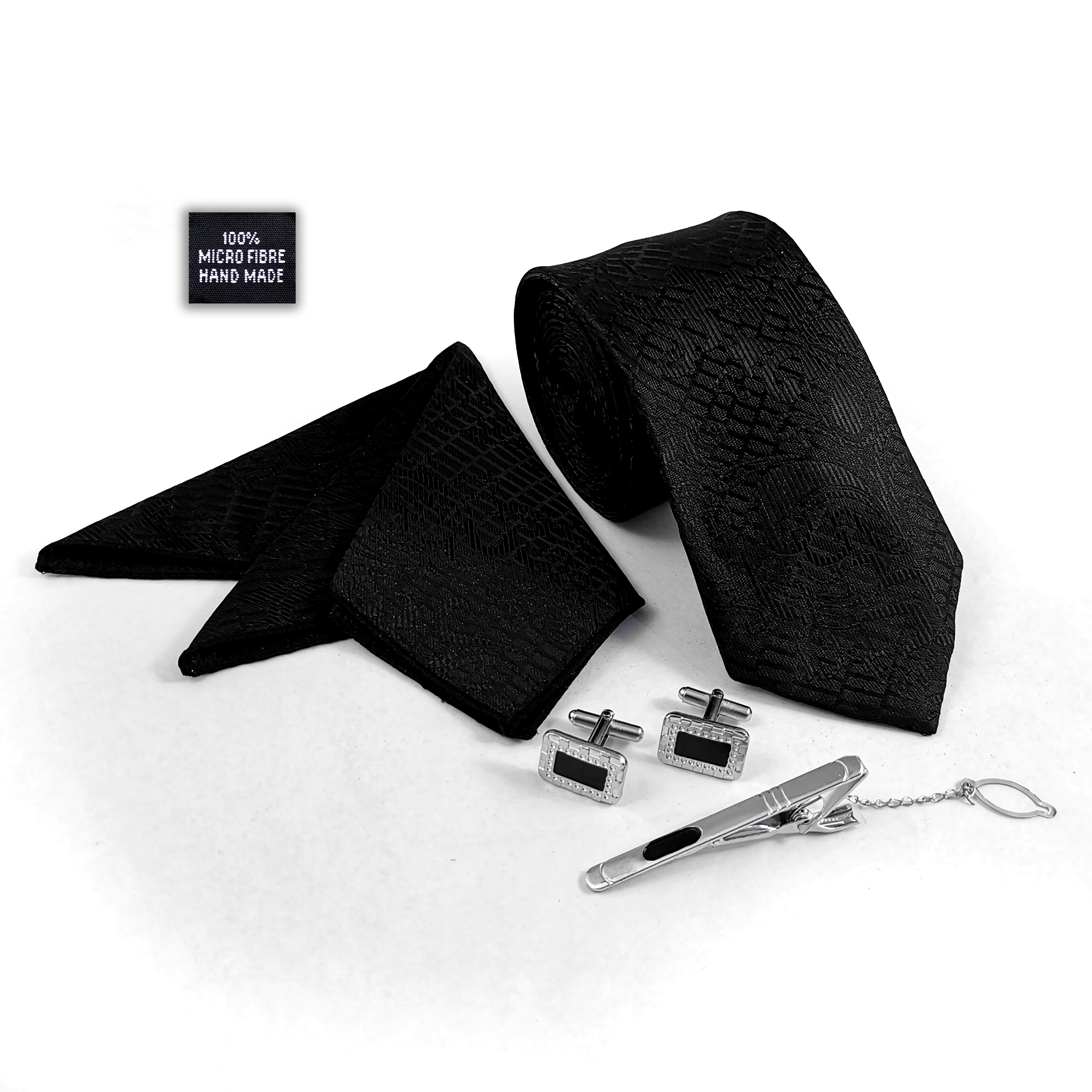 ست کراوات و دستمال جیب و دکمه سردست و گیره کراوات مردانه مدل 561