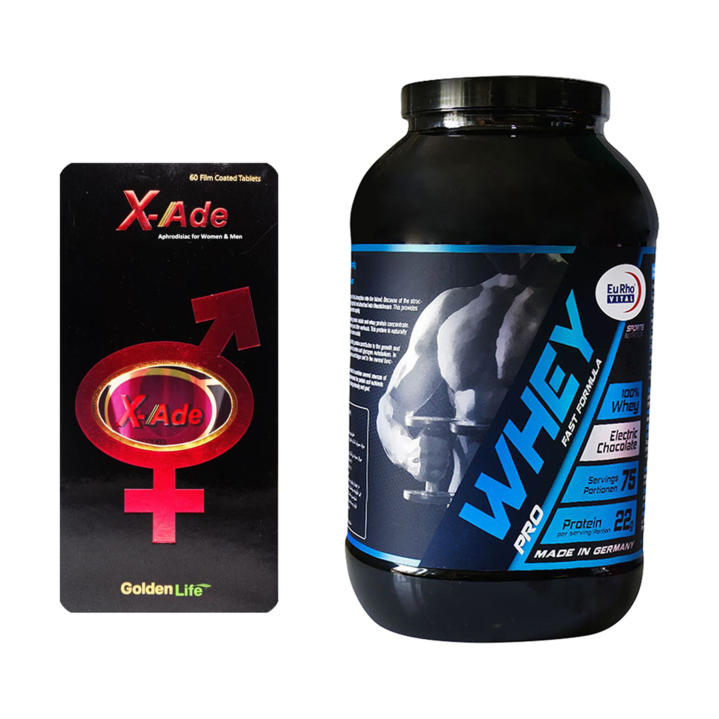 پودر وی پروتئین یوروویتال و قرص ایکس اید گلدن لایف