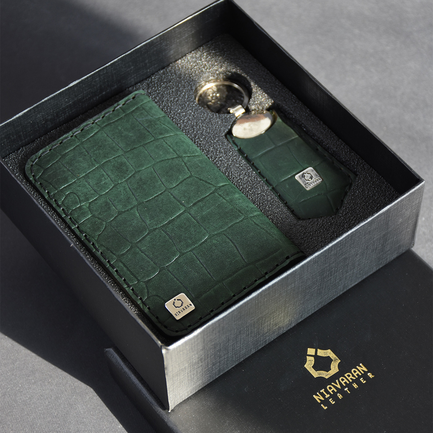 ست هدیه چرم نیاوران مدل دست دوز کد S141 طرح سنگی