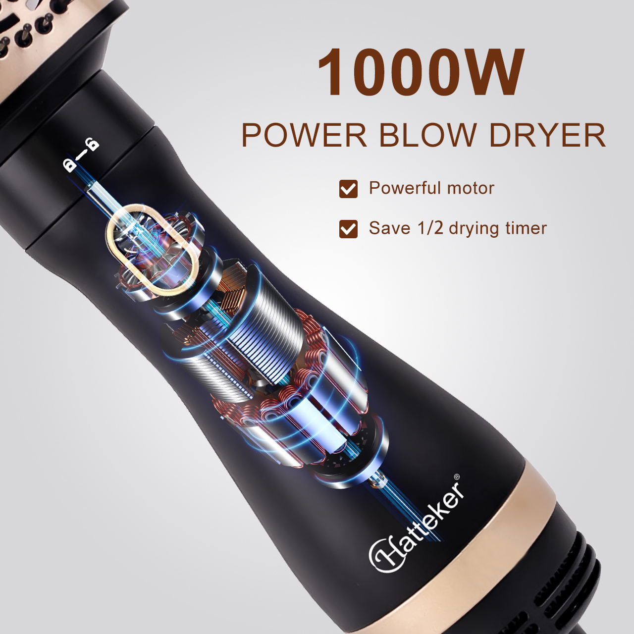 سشوار برس دار حالت دهنده 1000 وات هاتکر مدل HT-300