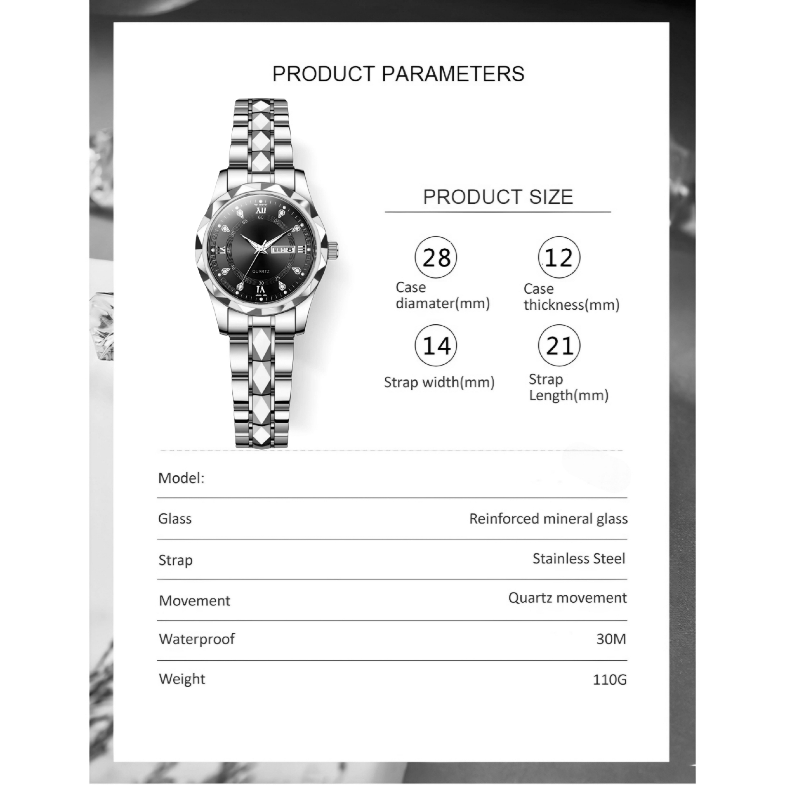 ست ساعت مچی عقربهای زنانه و مردانه مدل کوارتز کلاسیک بند استیل طرح تراش الماسی کد C2.6