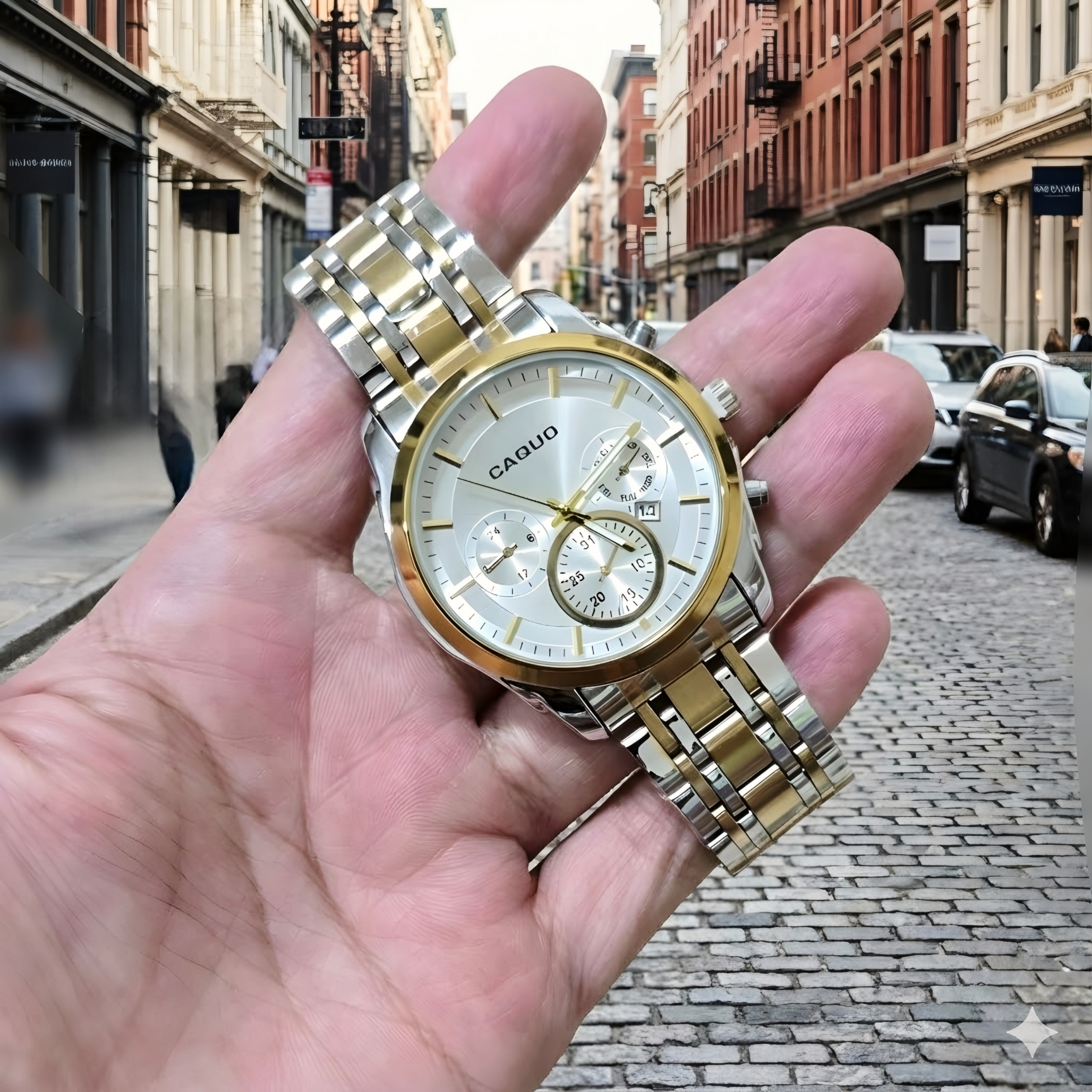 ست ساعت مچی عقربهای کوارتز زنانه و مردانه کاکیو مدل اسپرت لوکس تک موتوره دیت جاست کد Q3