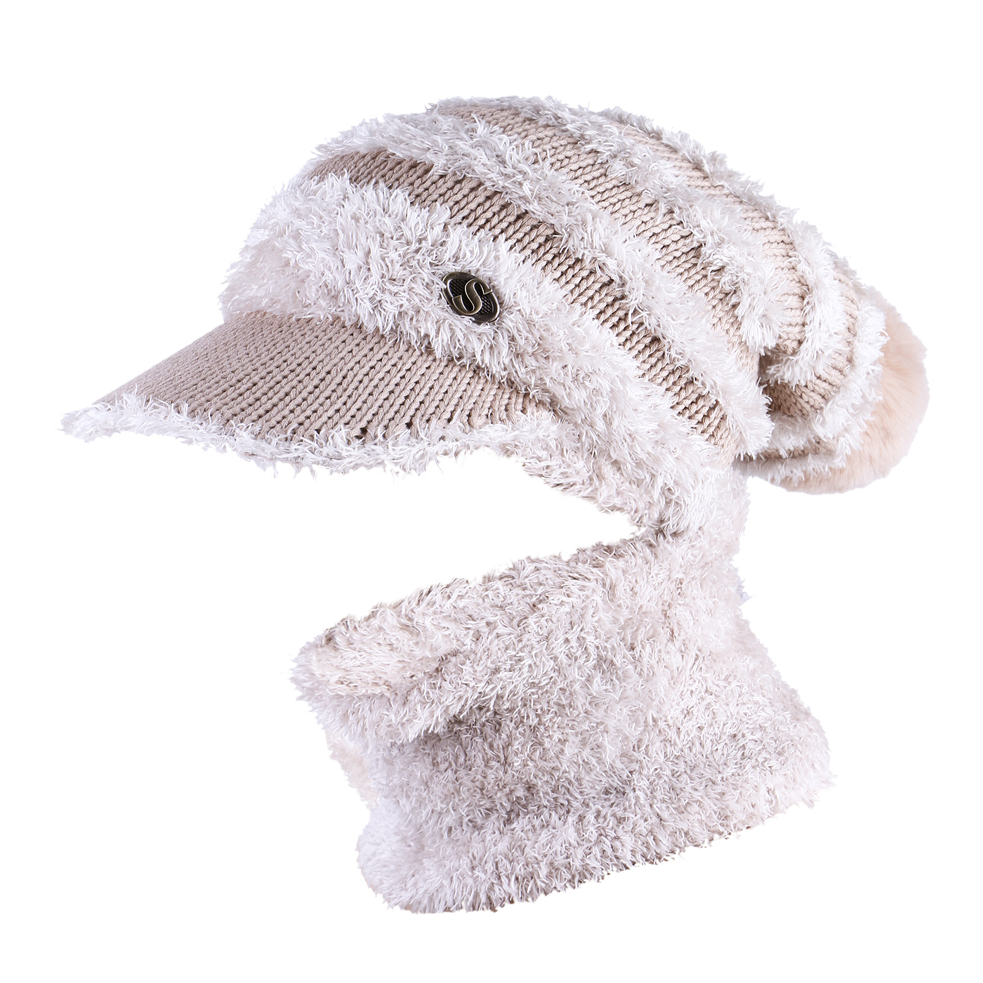 کلاه و شال بافتنی سام مدل نقابدار داخل خز کد 538