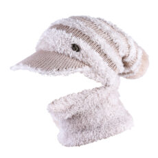 کلاه و شال بافتنی سام مدل نقابدار داخل خز کد 538