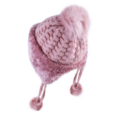 کلاه بافتنی سام مدل لبه خز طرح پوم دار کد 517