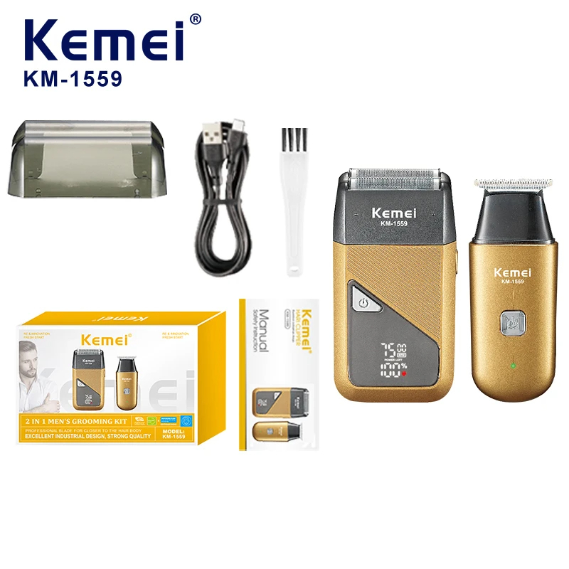 ماشین اصلاح موی سر و صورت شارژی کیمی مدل km-1559 مجموعه دو عددی