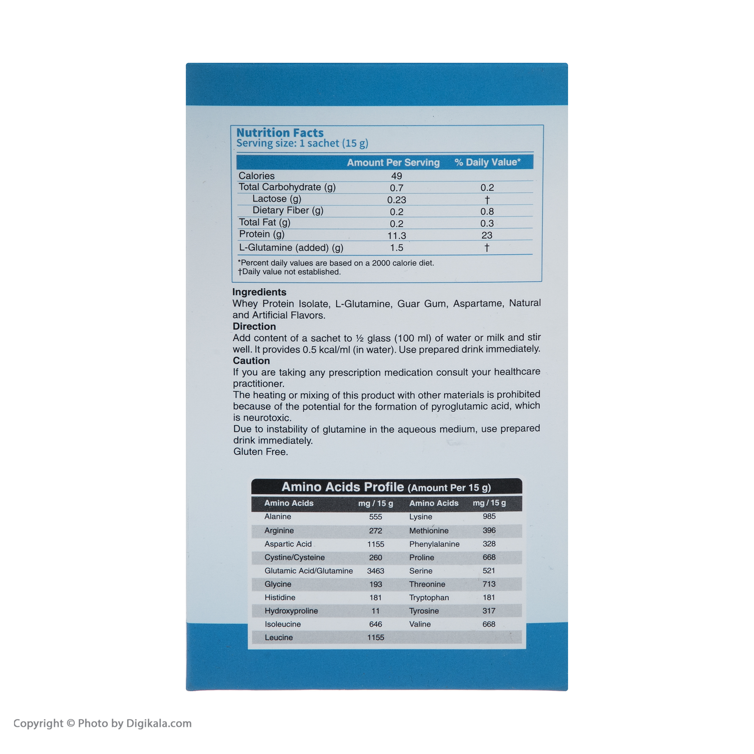 ساشه پیور پروتئین و گلوتامین 15 گرمی کارن بسته 10 عددی