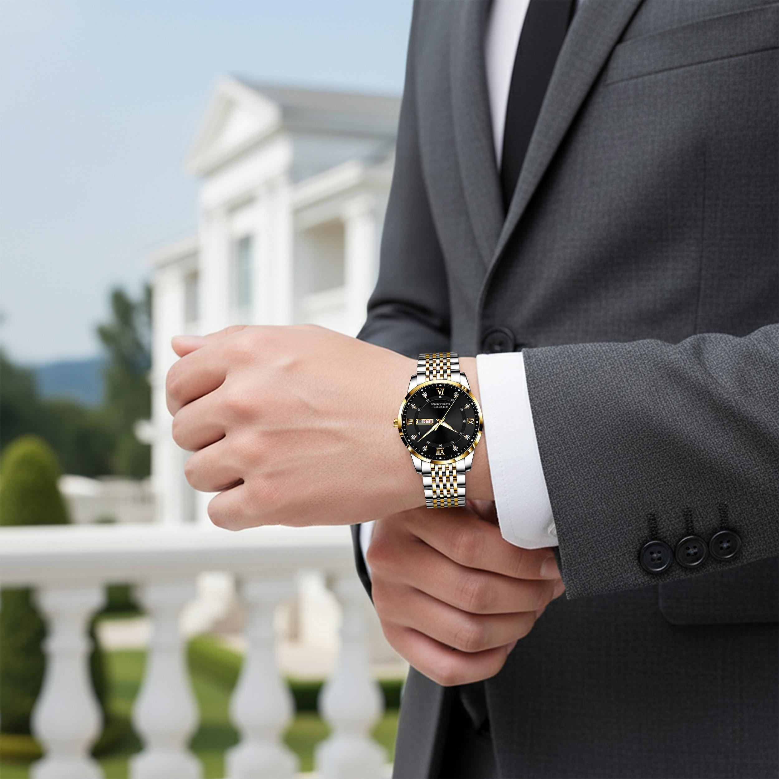 ساعت مچی عقربه‌ای مردانه کوارتز مدل کلاسیک تک موتوره بند استیل دی دیت کد 3