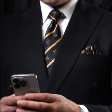 ست کراوات و دستمال جیب مردانه نسن مدل V8