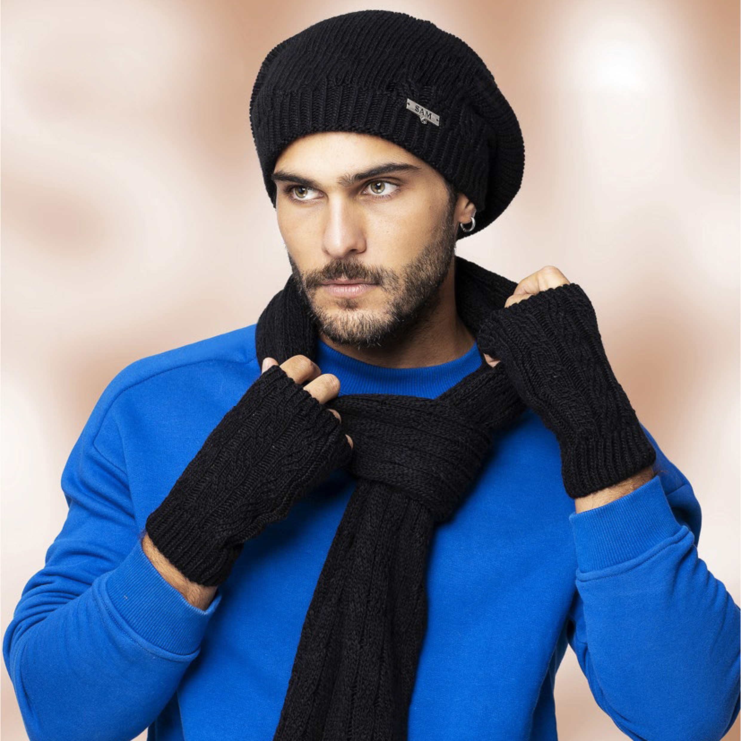 ست کلاه و شال گردن و دستکش بافتنی سام مدل 402