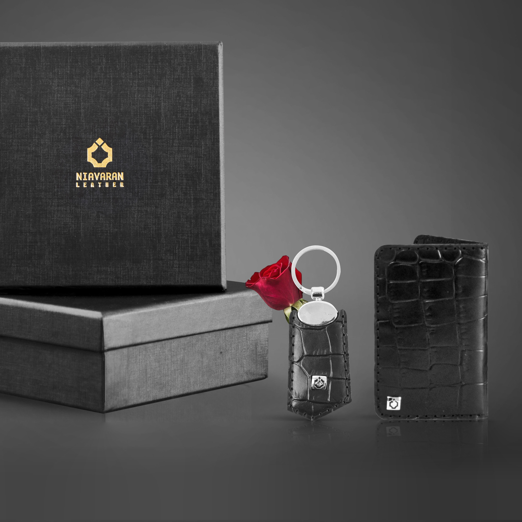 ست هدیه چرم نیاوران مدل دست دوز کد S141 طرح سنگی