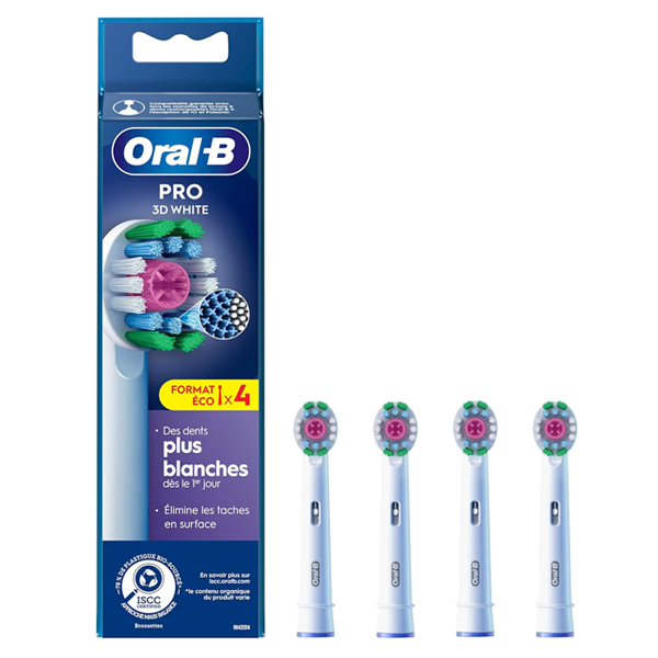 سری یدک مسواک برقی اورال-بی مدل PRO 3D White بسته 4 عددی