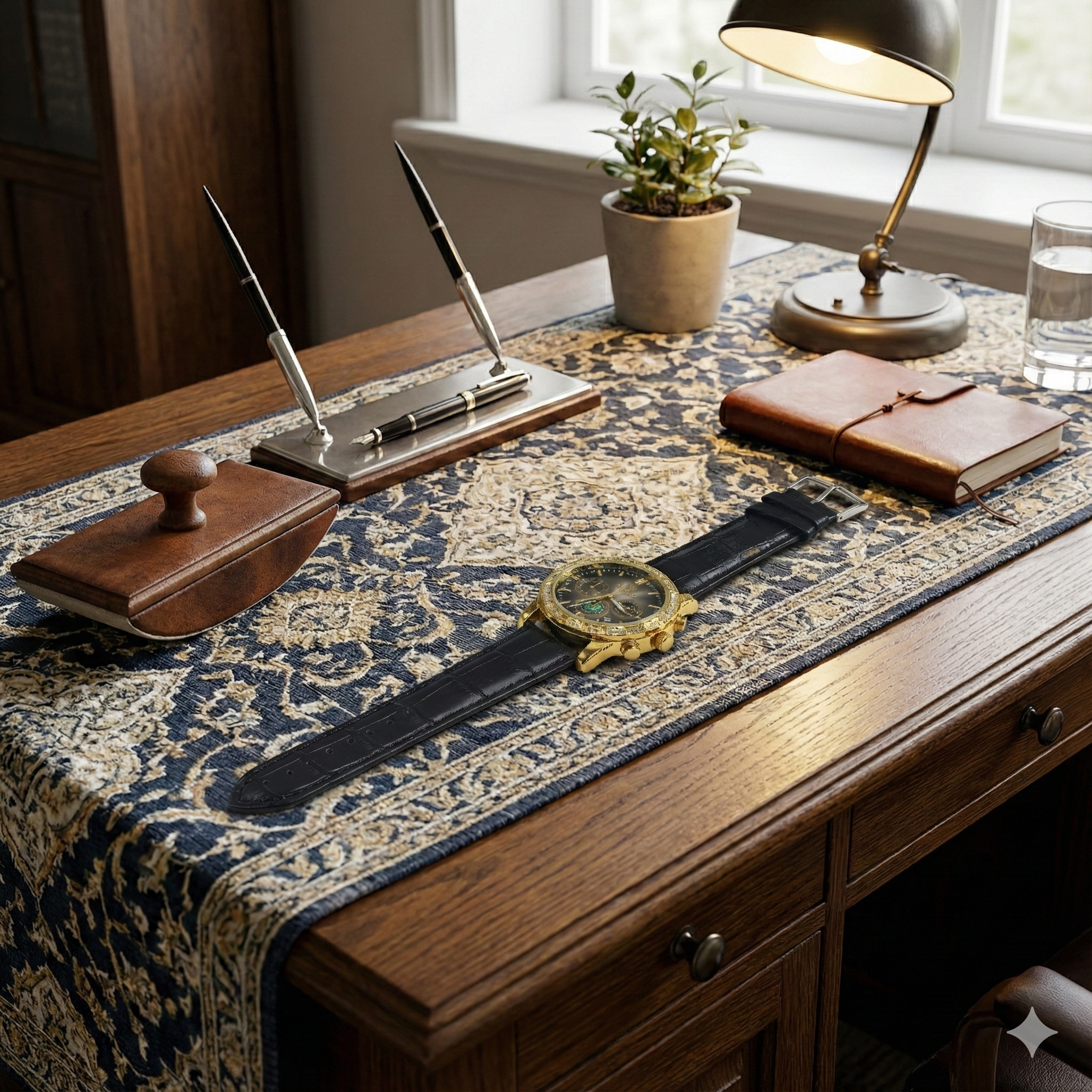 ساعت مچی عقربه‌ای کوارتز مردانه بین باند مدل اسپرت لوکس سه موتور فعال کرنوگراف بند چرم کد BN2