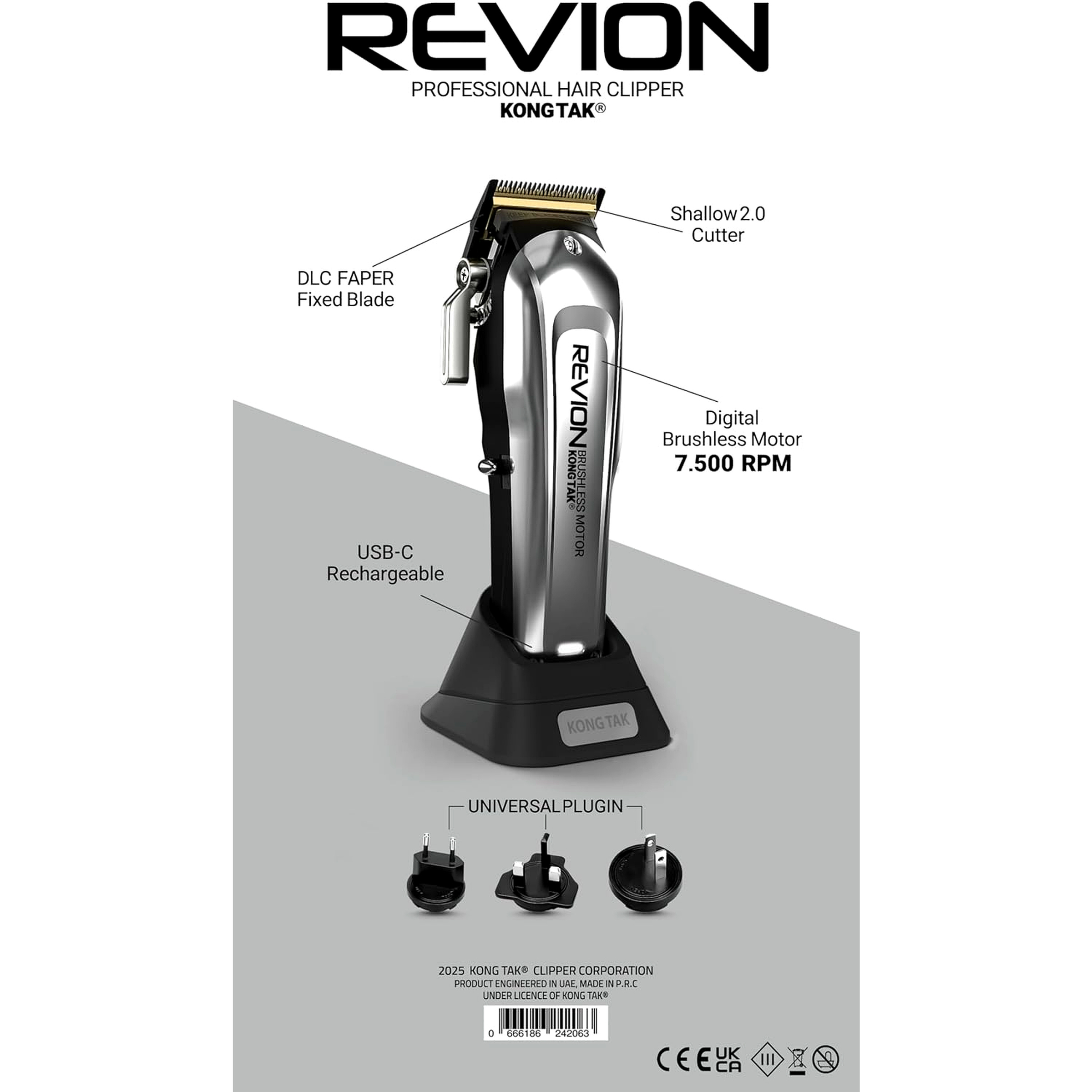 ماشین اصلاح موی سر شارژی کنگ تک مدل REVION