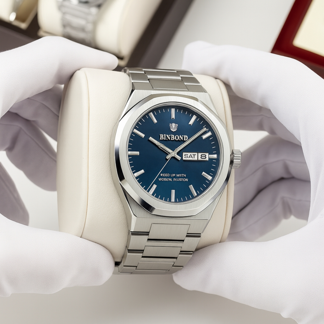 ساعت مچی عقربه‌ای کوارتز مردانه بین باند مدل دی دیت بند استیل قفل مخفی کد J.A1