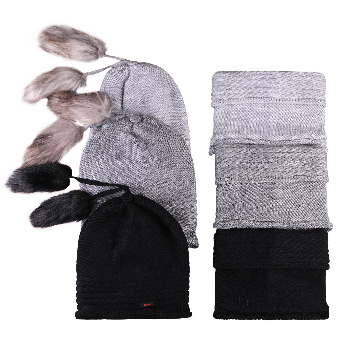 ست کلاه و شال گردن بافتنی مدل سام داخل خز 420