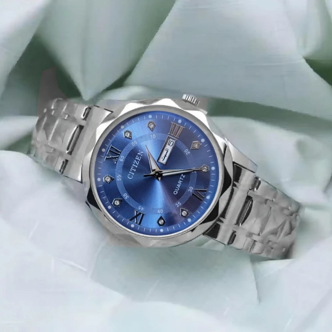 ست ساعت مچی عقربه‌ای کوارتز زنانه و مردانه مدل الماسی تک موتور دو تقویمه کد 03