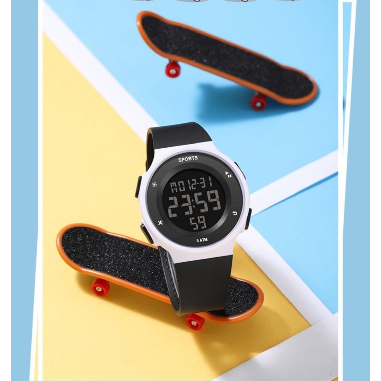 ساعت مچی دیجیتال مدل تک زمانه کرنومتردار بند سیلیکونی کد 03