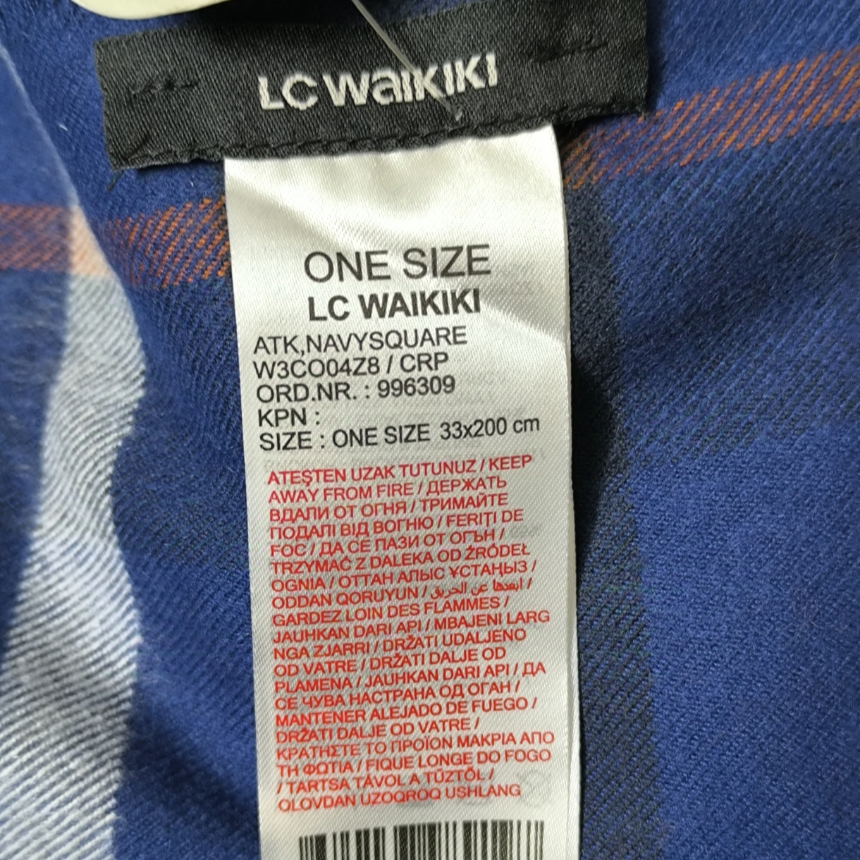 شال گردن مردانه ال سی وایکیکی مدل آنتی باکتریال چهارخونه