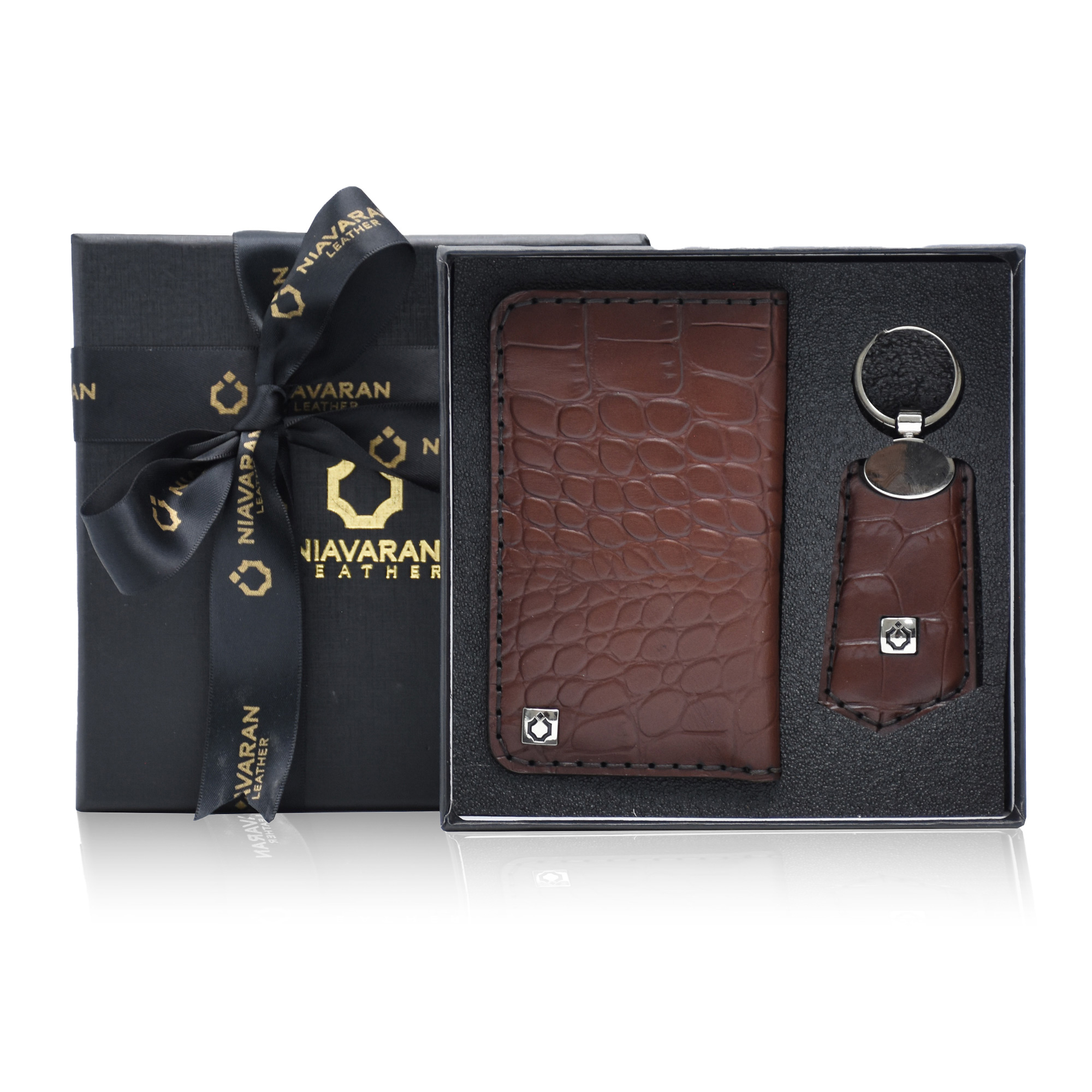 ست هدیه چرم نیاوران مدل دست دوز کد S141 طرح سنگی