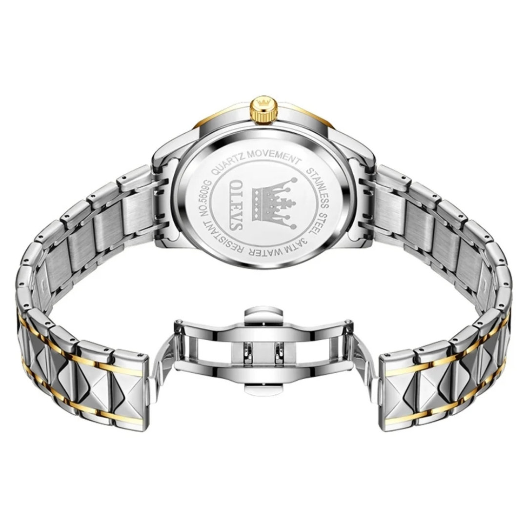 ساعت مچی عقربهای کوارتز مردانه اُ لِوز مدل لوکس کلاسیک دی دیت بند طرح تراش الماسی قفل مخفی کد ۲