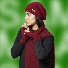 ست کلاه و شال گردن و دستکش بافتنی سام مدل 402