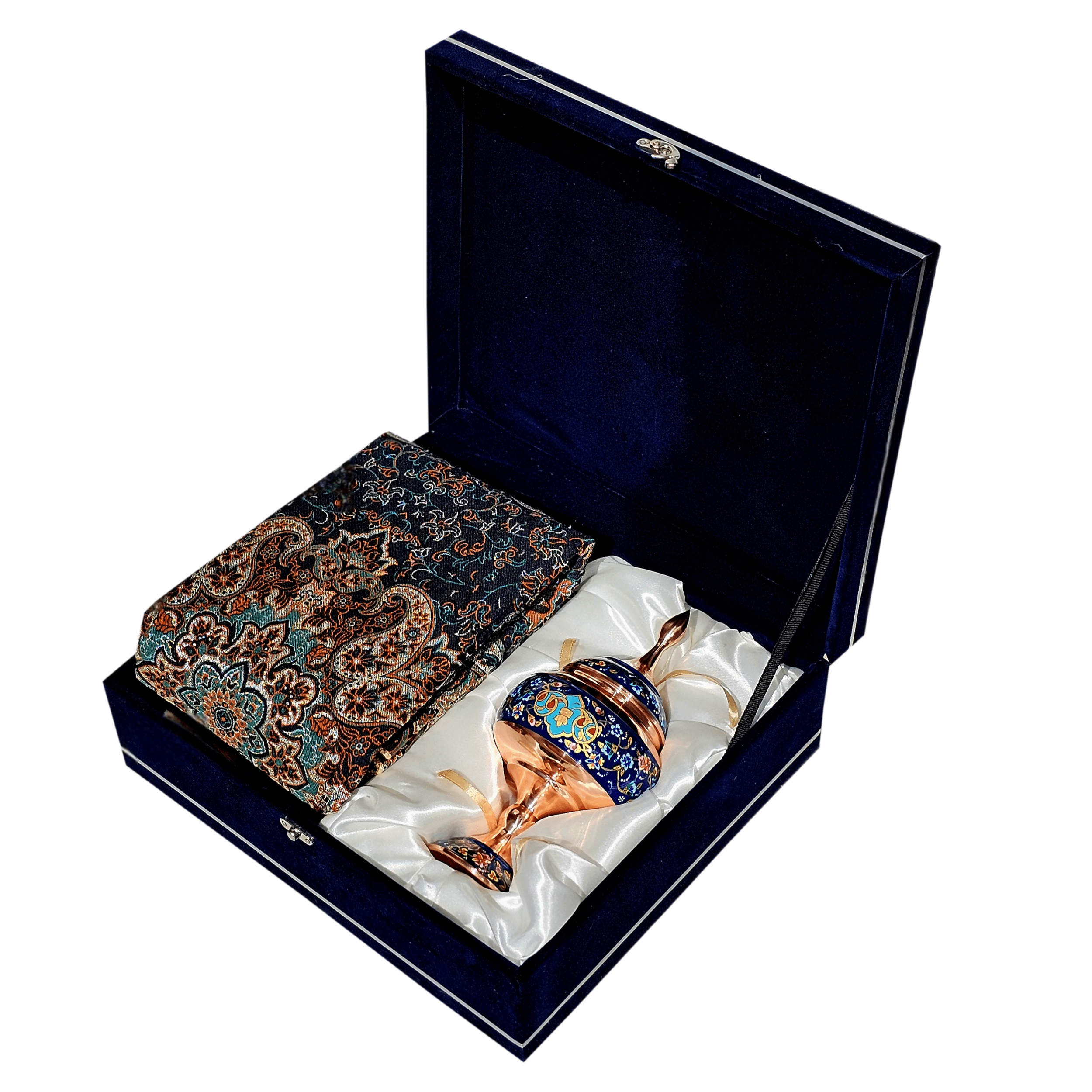 ست هدیه نگارستان نیلی مدل مس و ترمه کد gold24